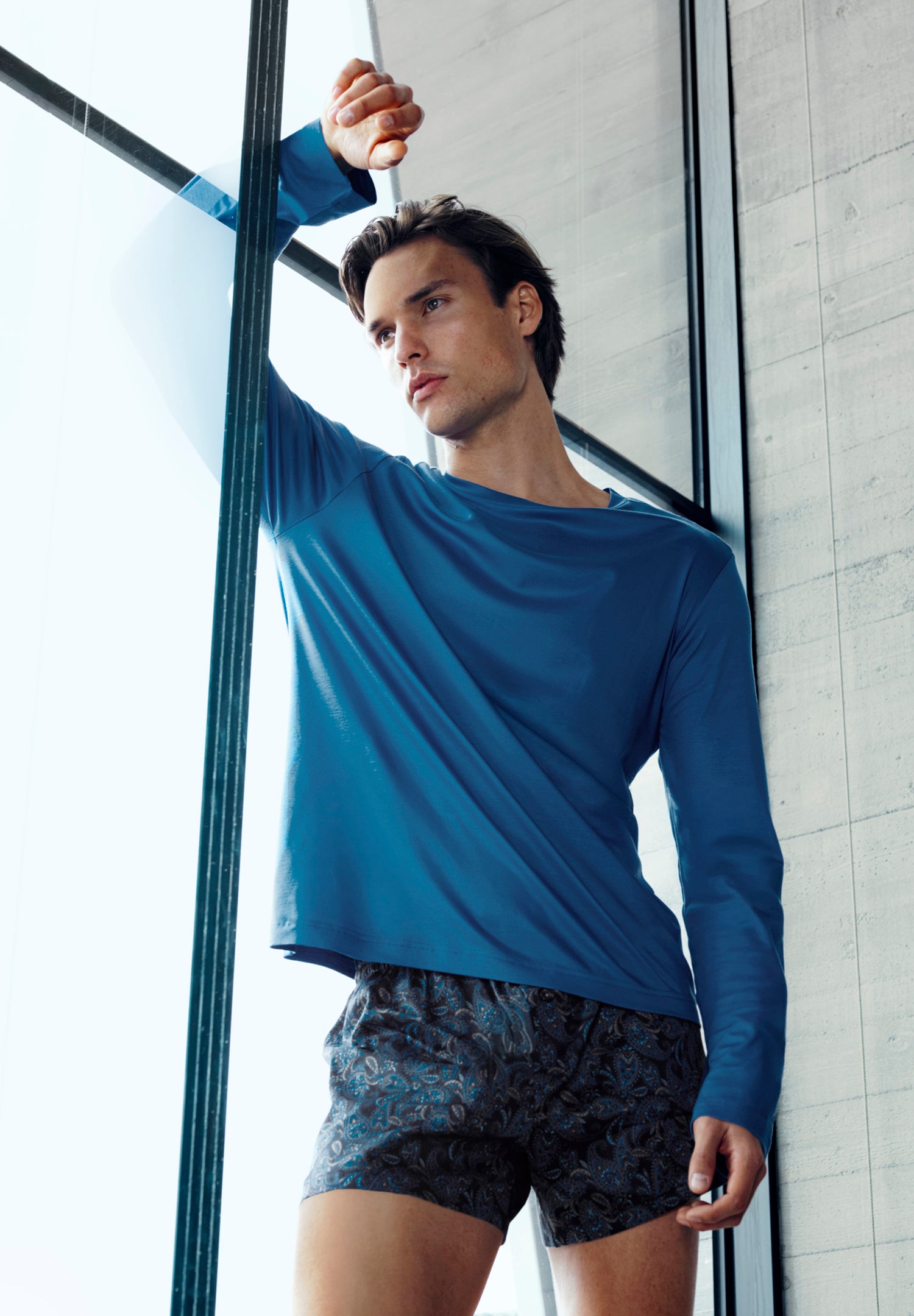 Sustainable Luxury | T-Shirt langarm - cadet blue - Image 2