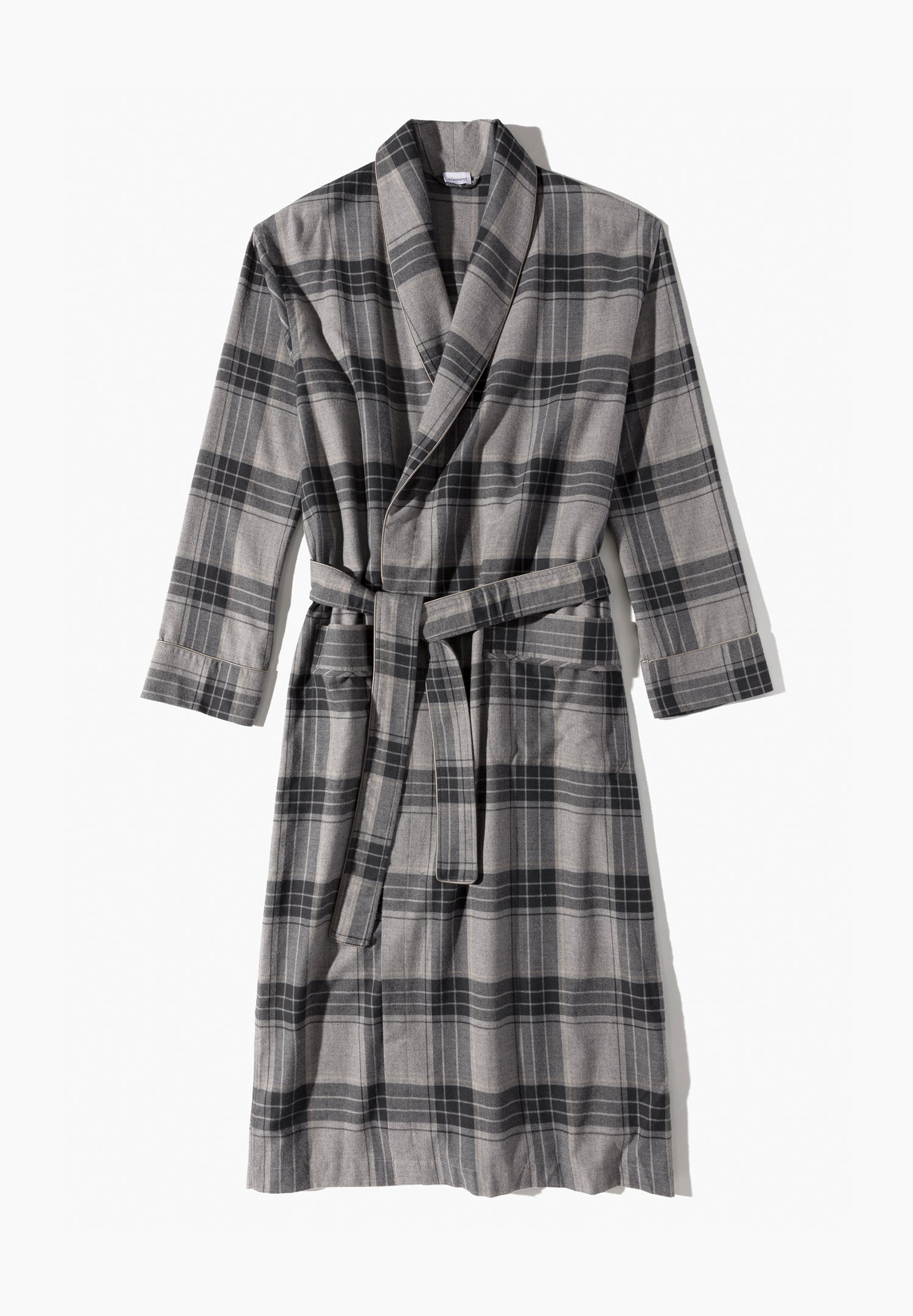 Cozy Flannel | Morgenmantel lang - grey check – Bild 4