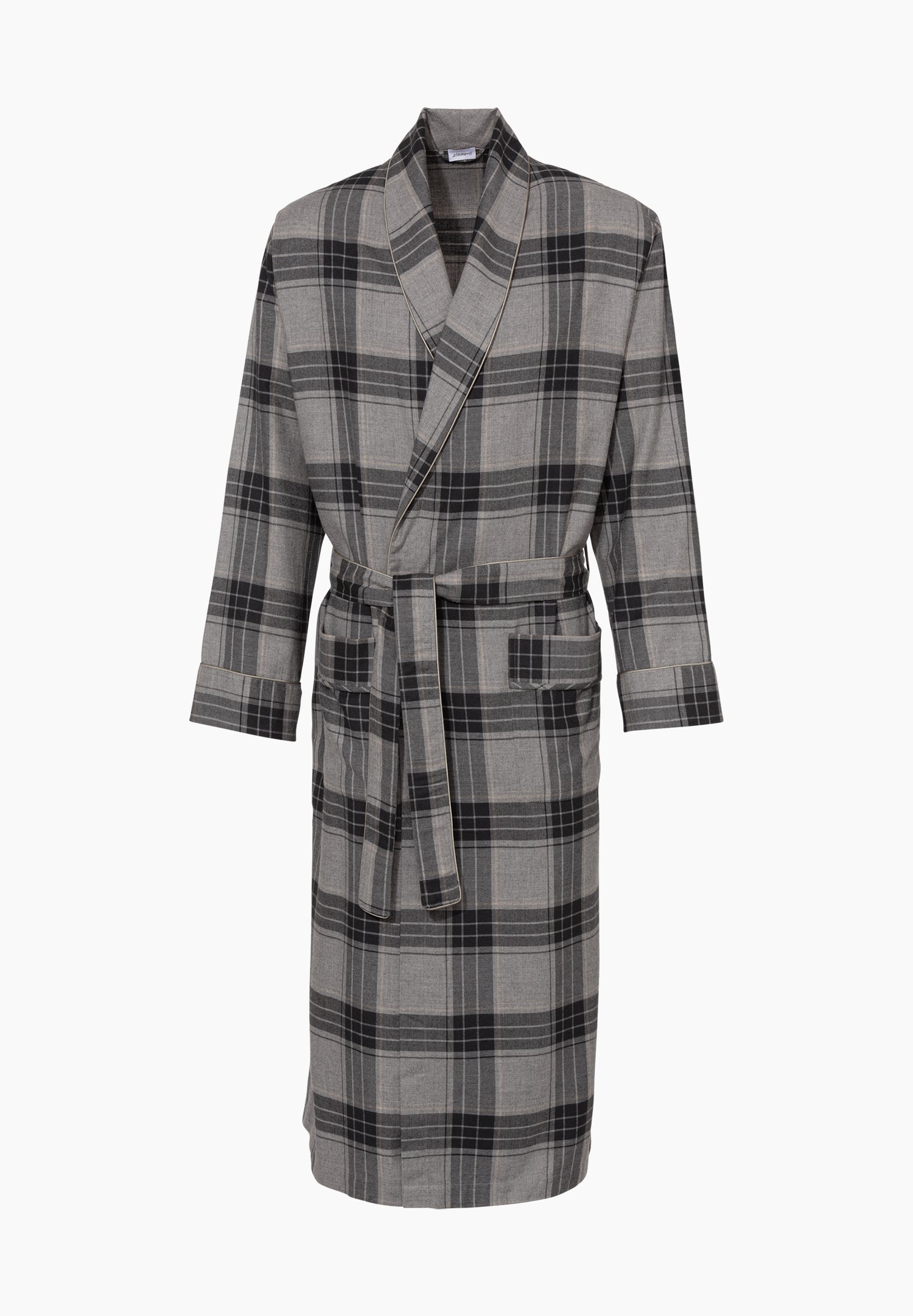 Cozy Flannel | Morgenmantel lang - grey check – Bild 5