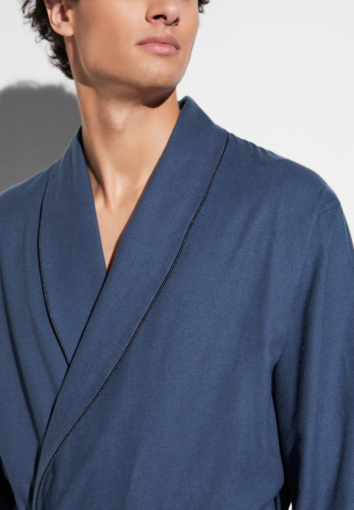 Cozy Flannel | Morgenmantel lang - navy - Image 2