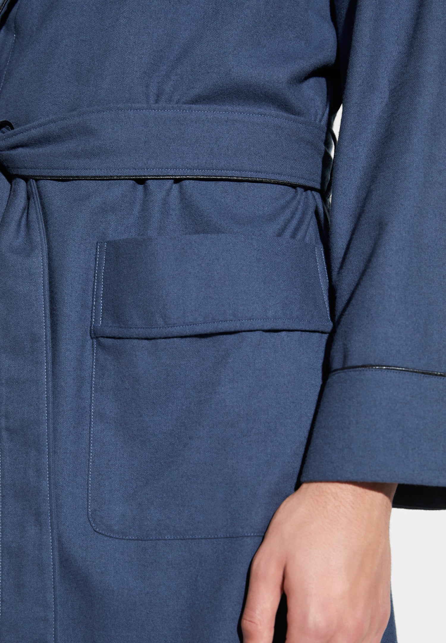 Cozy Flannel | Morgenmantel lang - navy - Image 3
