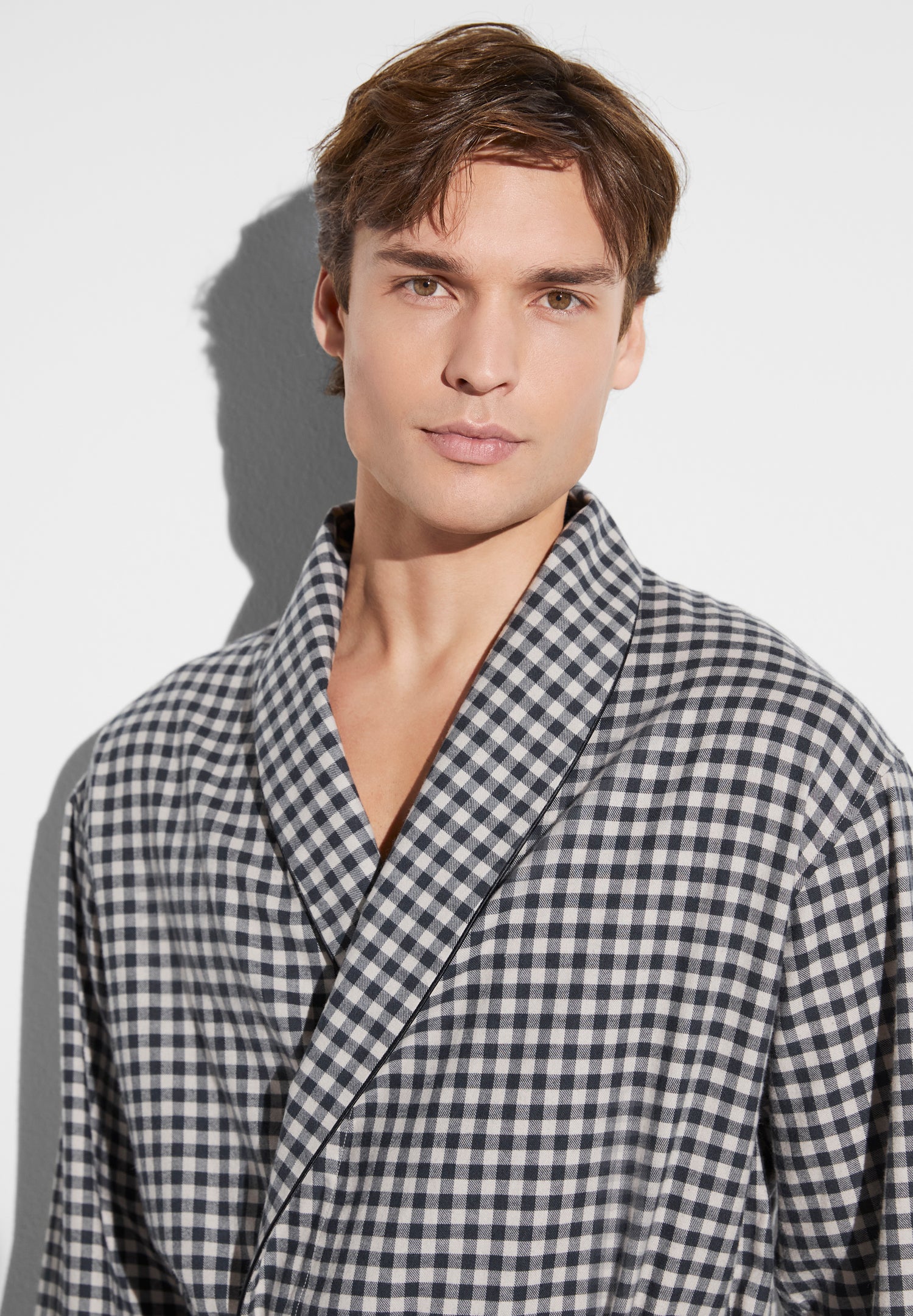 Cozy Flannel | Morgenmantel lang - oat check - Image 3