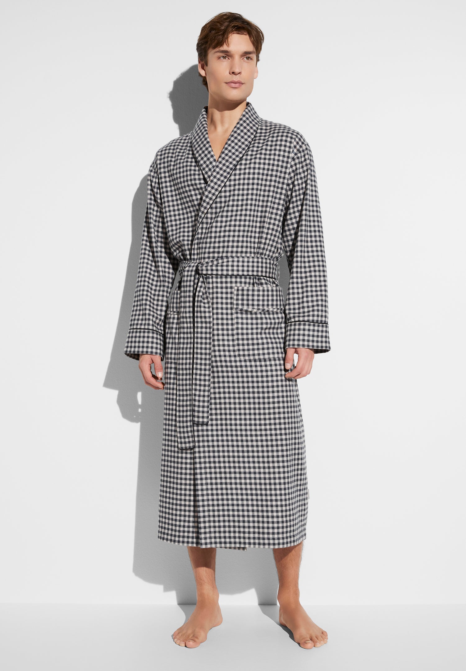 Cozy Flannel | Morgenmantel lang - oat check - Image 2
