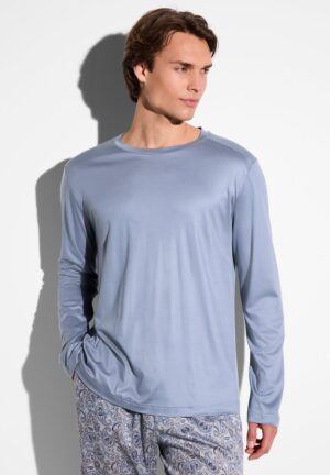 Sustainable Luxury | T-Shirt langarm - rock blue