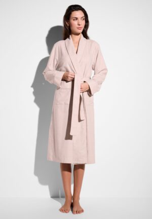 Cozy Flannel | Morgenmantel lang - pink check