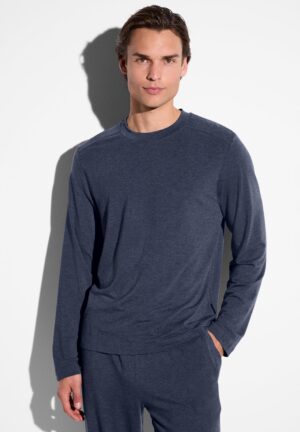 Soft Lounge | T-Shirt langarm - blue mélange