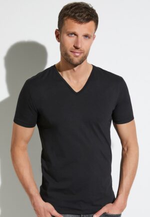 Pure Comfort | T-Shirt kurzarm V-Ausschnitt - schwarz