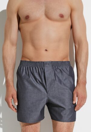 Woven Nightwear | Boxer Shorts - dunkelgrau mélange