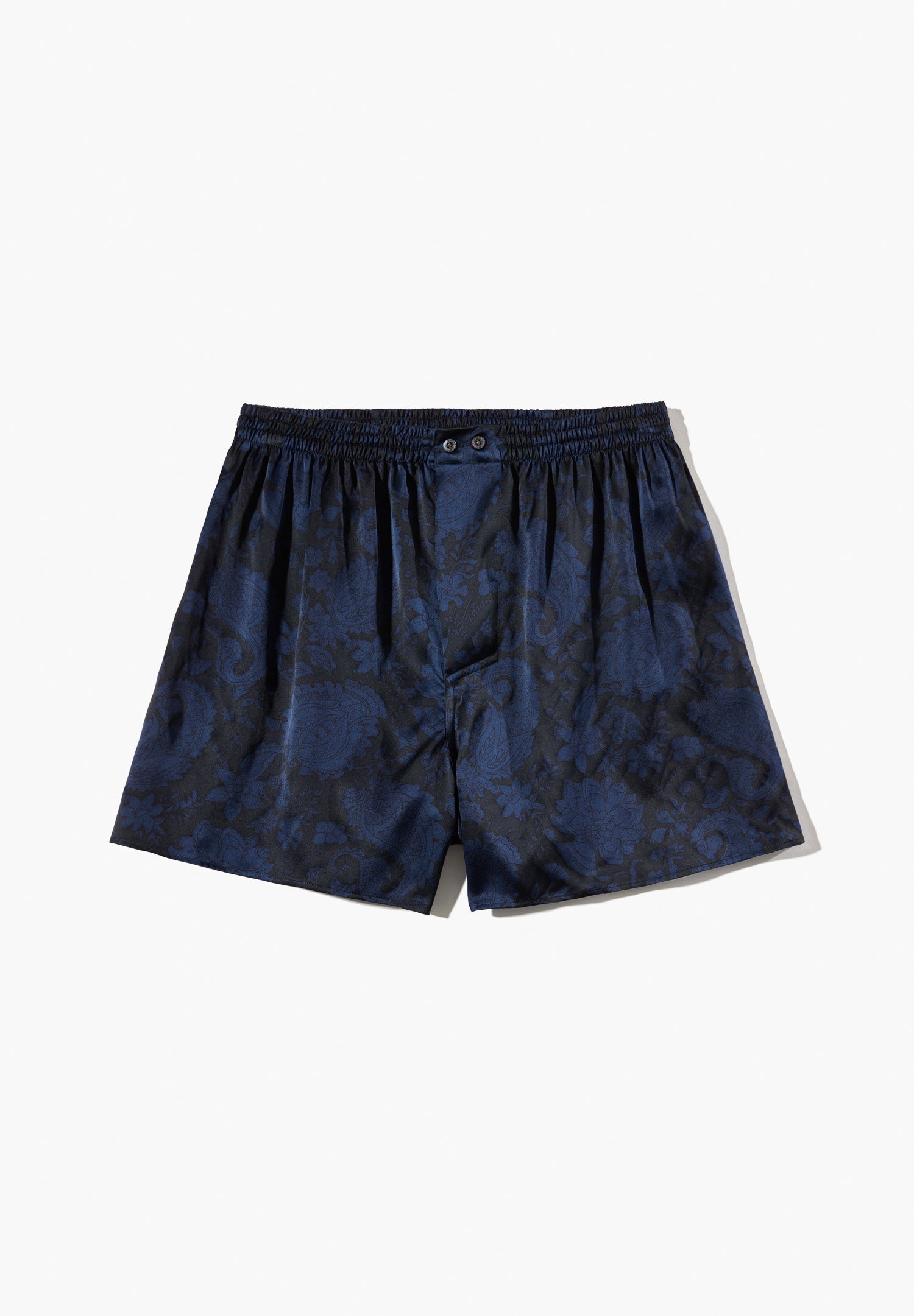 Silk Nightwear | Boxer Shorts - paisley dark blue – Bild 4