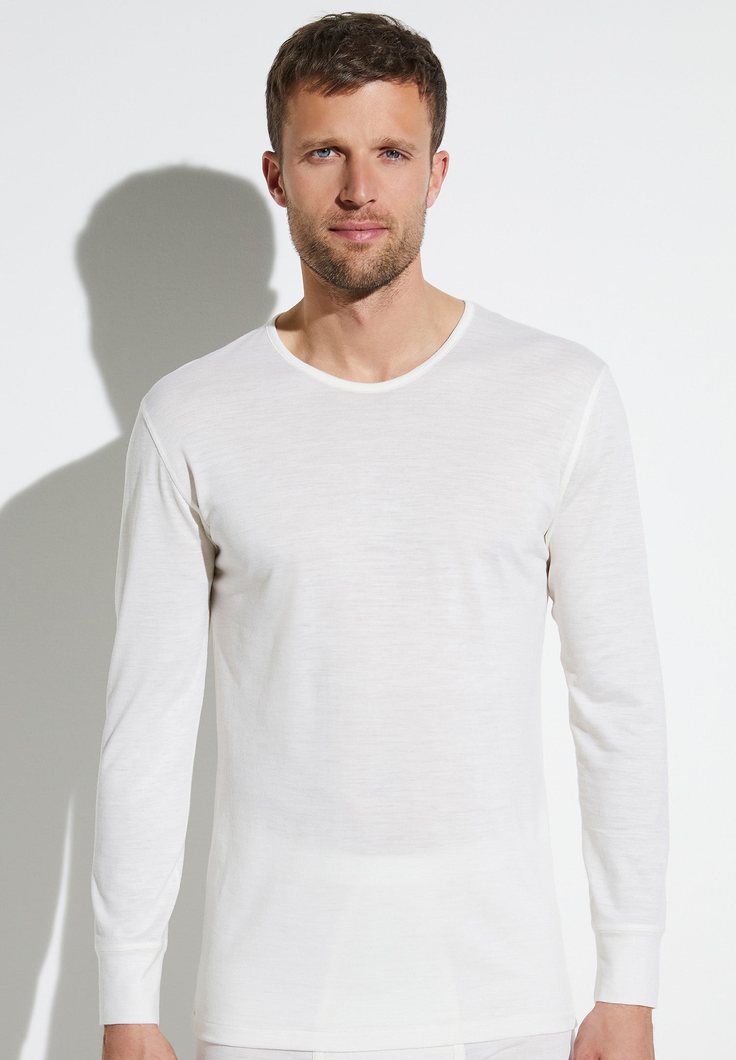 Wool & Silk | T-Shirt langarm - écru
