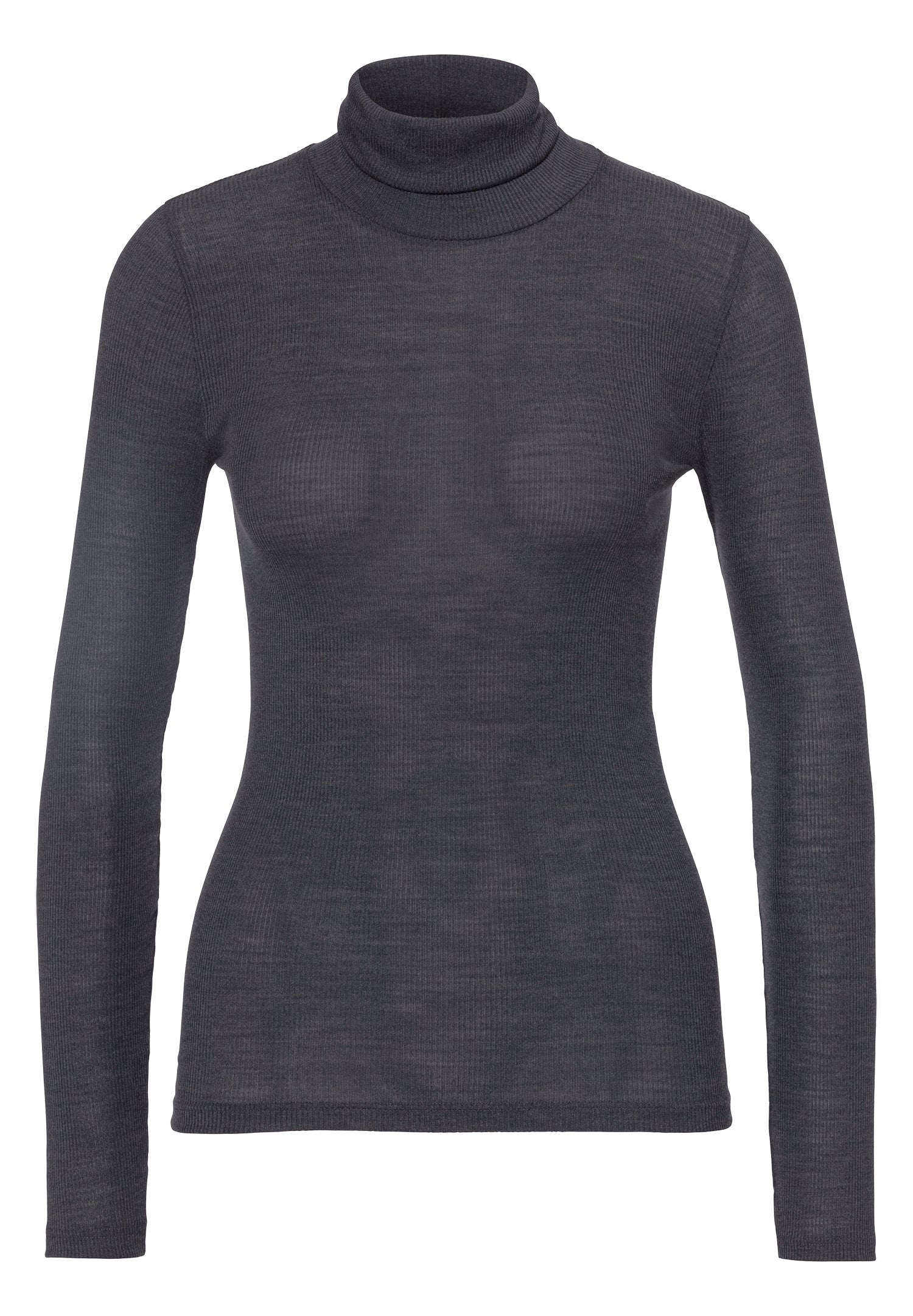 Wool & Silk | Rollkragen langarm - anthrazit – Bild 4