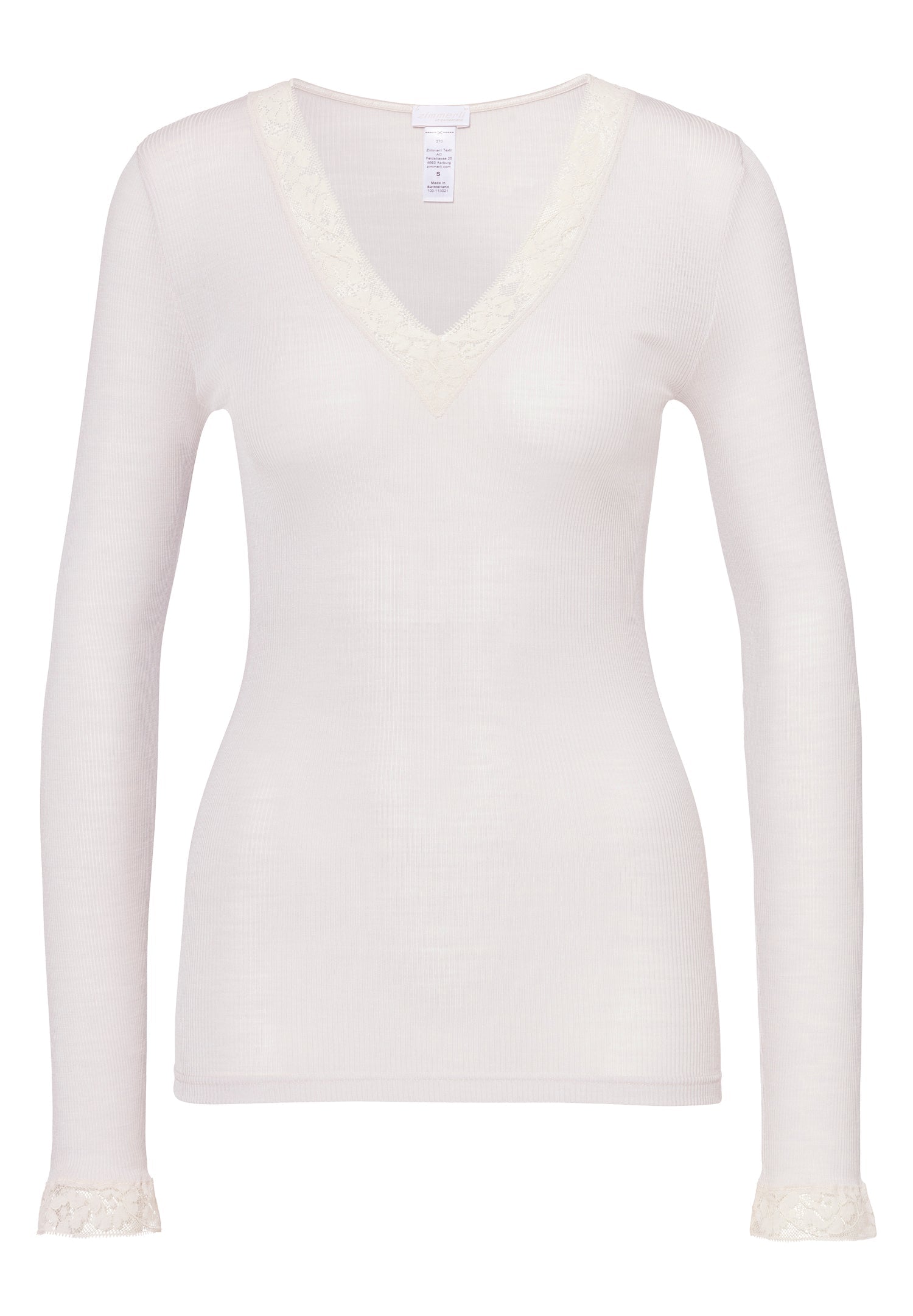 Wool & Silk | T-Shirt langarm V-Ausschnitt - dove - Image 7