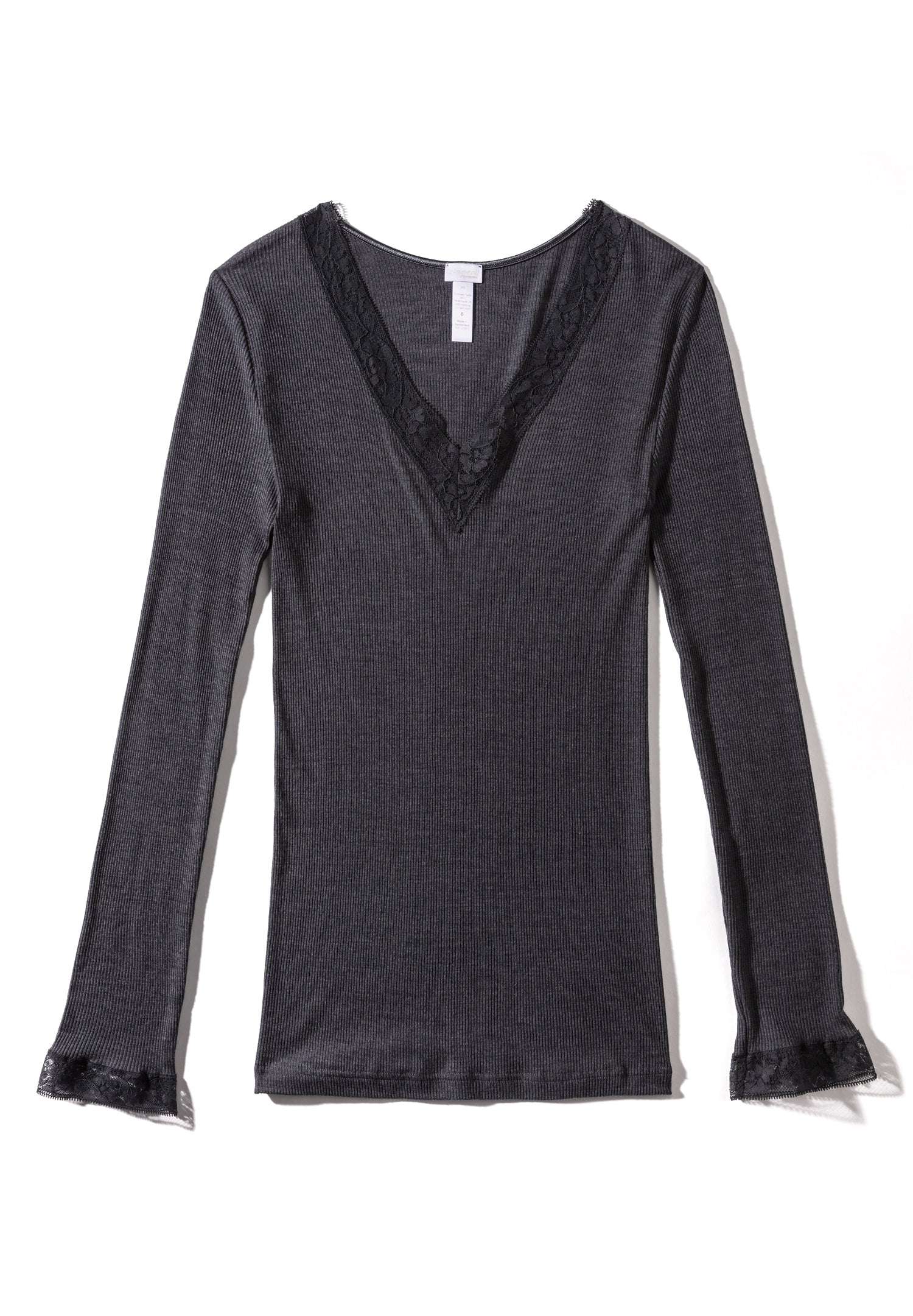 Wool & Silk | T-Shirt langarm V-Ausschnitt - anthrazit - Image 5