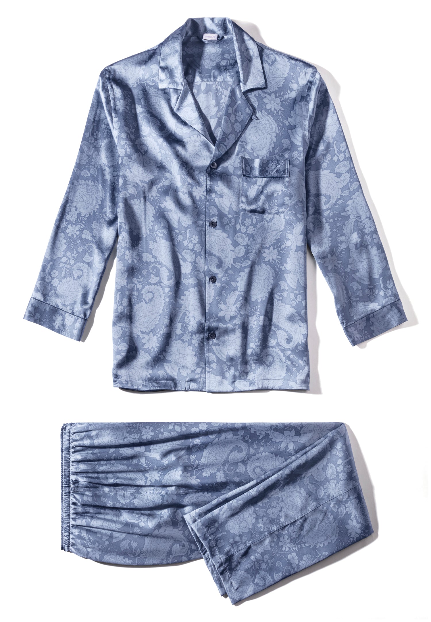 Silk Nightwear | Pyjama lang - paisley blue - Image 4
