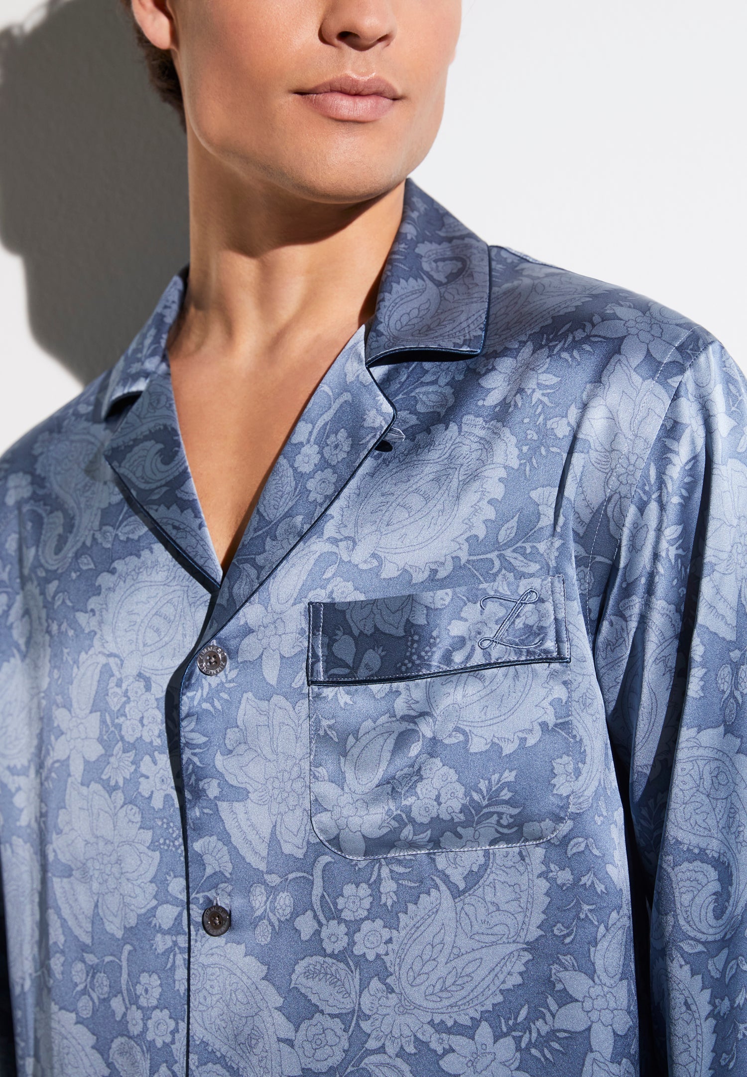 Silk Nightwear | Pyjama lang - paisley blue - Image 2