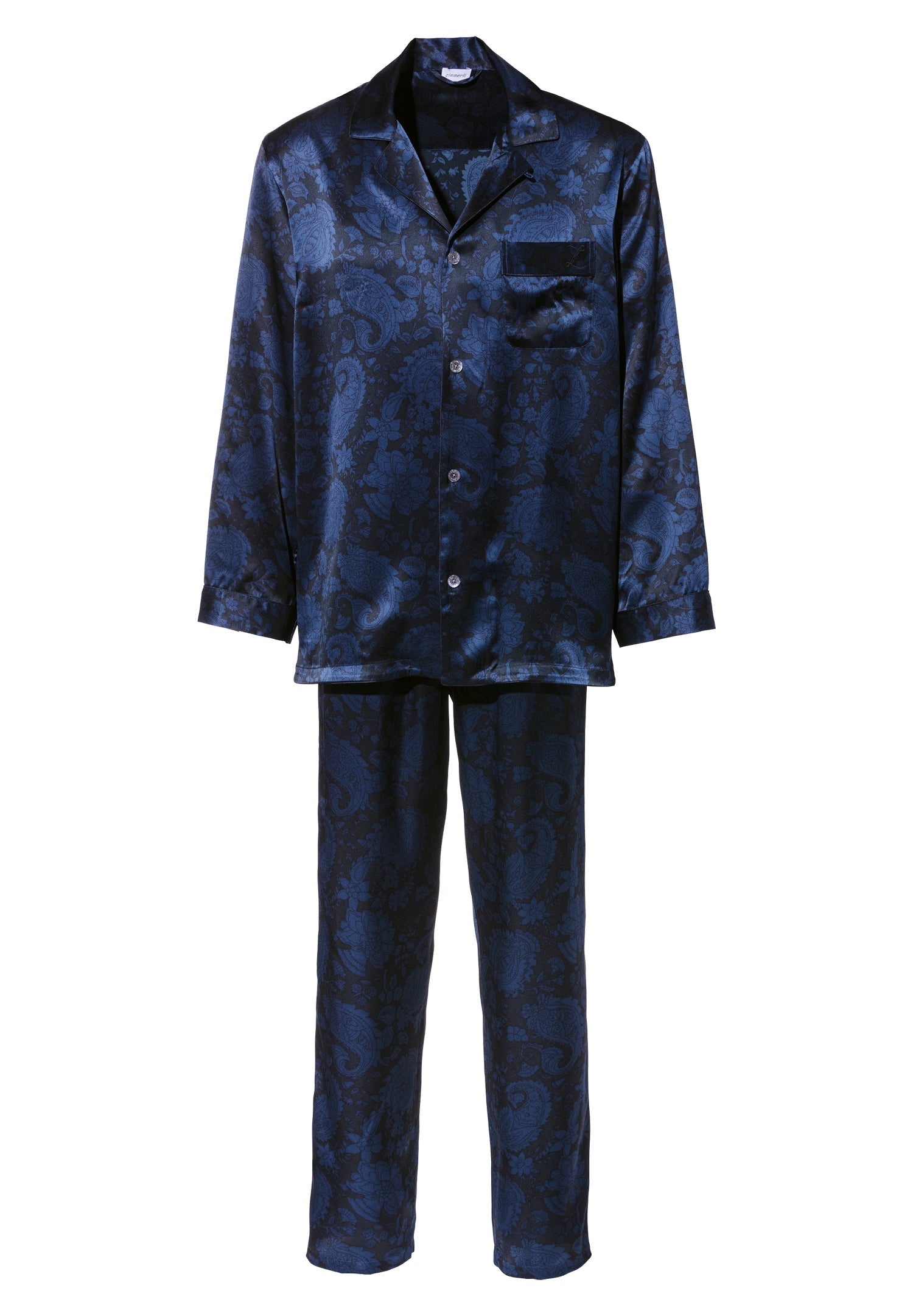 Silk Nightwear | Pyjama lang - paisley dark blue – Bild 4
