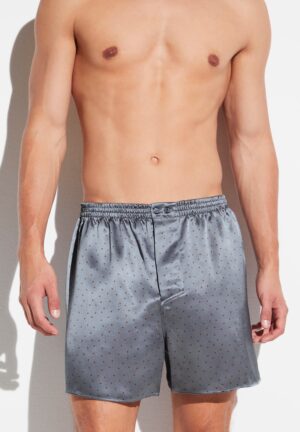 Silk Nightwear | Boxer Shorts - brown dots