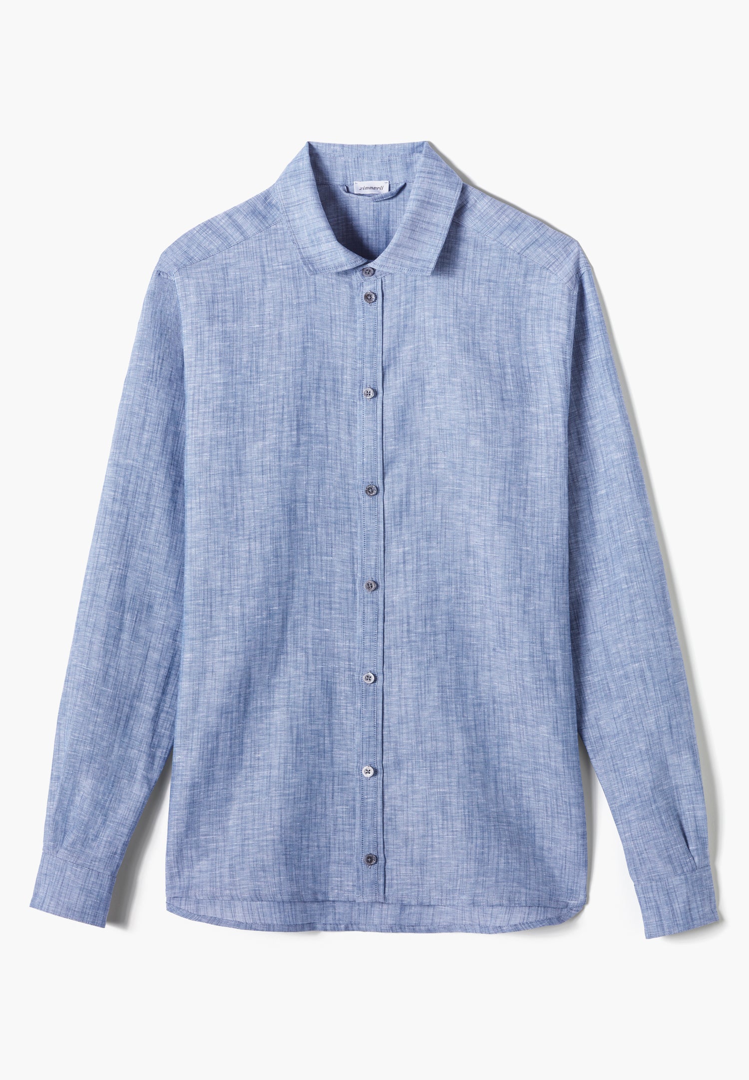 Linen Blend | Durchgeknöpftes Hemd langarm - denim blue - Image 4