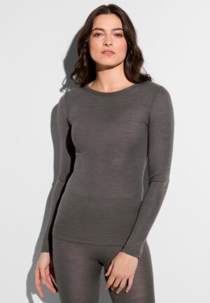Wool & Silk | T-Shirt langarm - mink