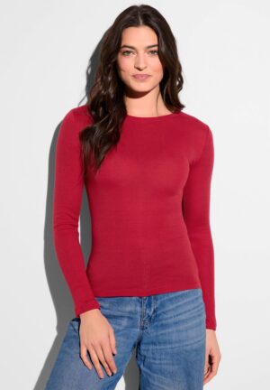 Silk/Cotton Rib | T-Shirt langarm - china red